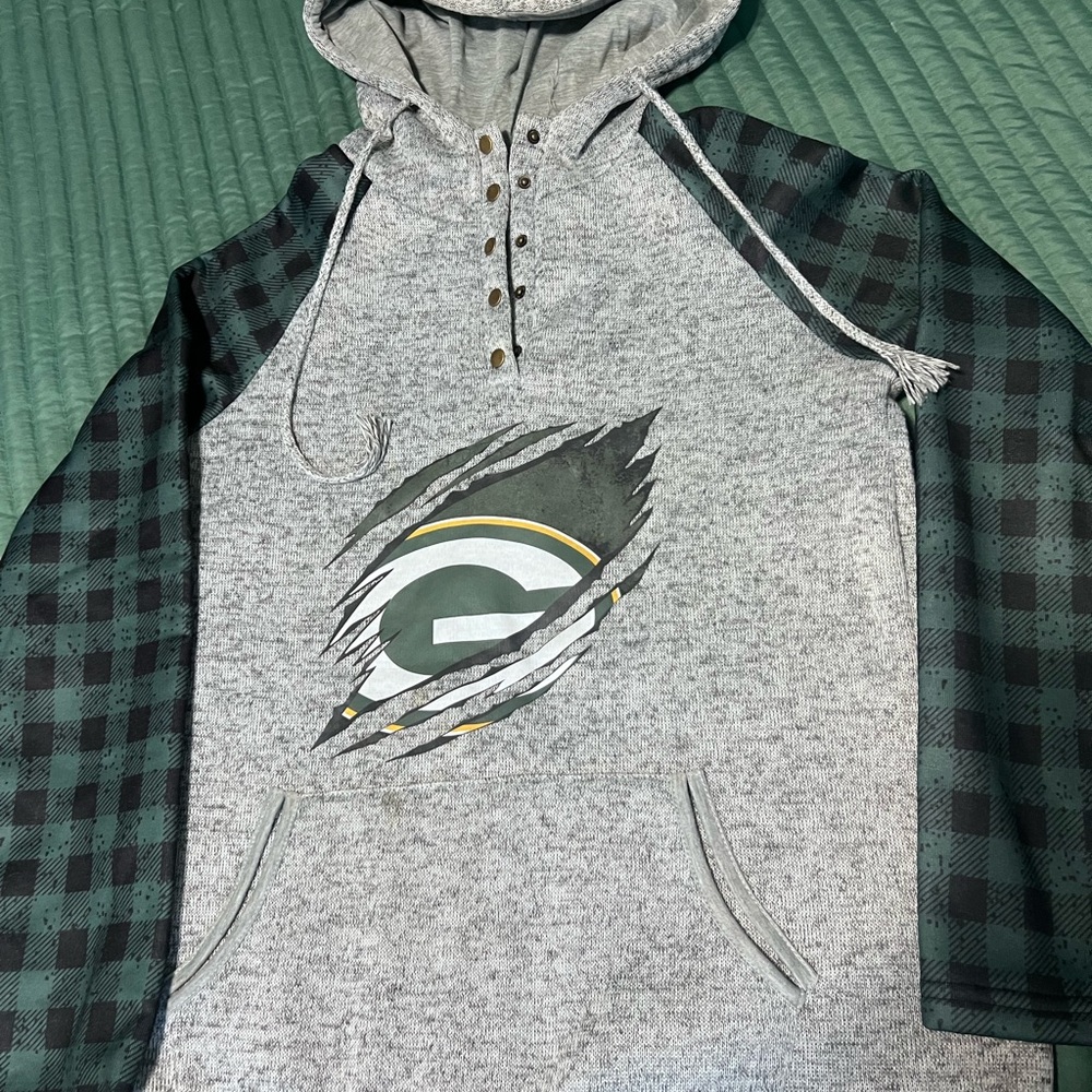Green Bay Graphic Hooded Long-Sleeve Shirt - Gray/Green